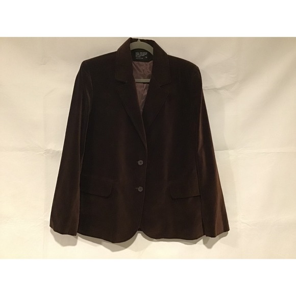 Vintage Brass Jackets & Blazers - Vintage Brown Cotton Velvet Blazer Jacket Women's MED Notched Lapel Two Button